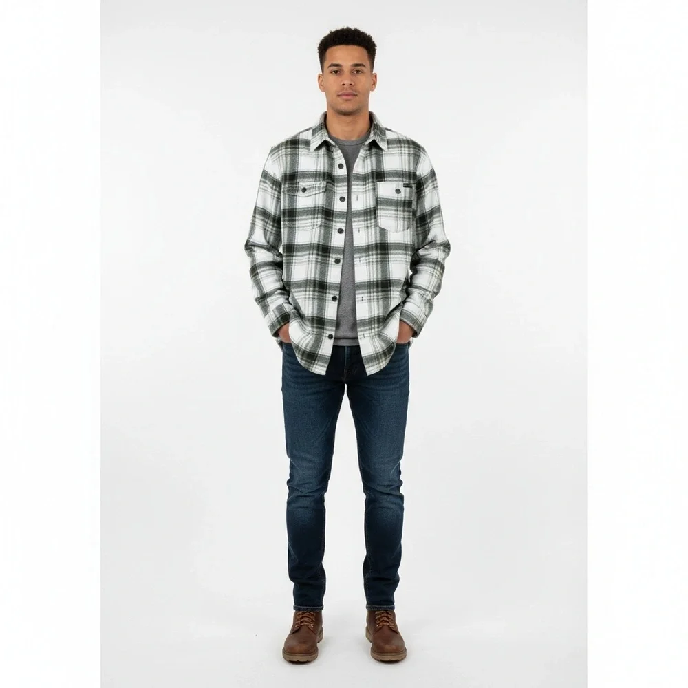 Eddie Bauer Men's L Fleece Plaid Shacket Outdoor Cabin Fleece Shirt Jacket
